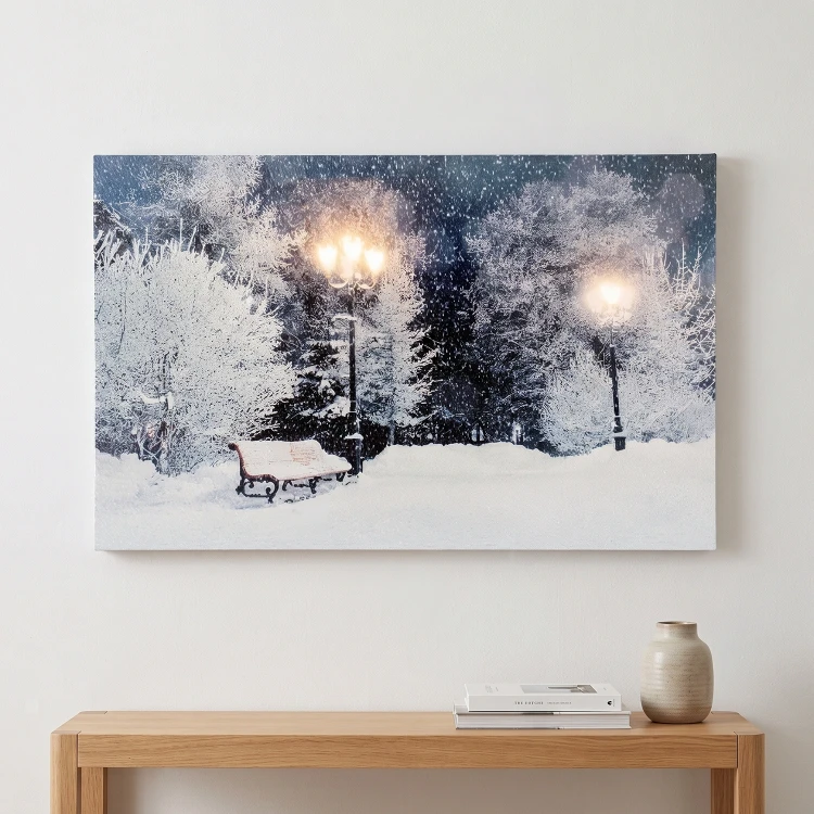 Obraz LED 58x38 cm ławki w zimowym parku KAEMINGK 485486-2