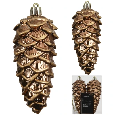 Szyszki choinkowe 11,5 cm brązowe połysk 2 szt. KAEMINGK 028505-1