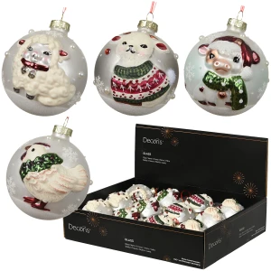 Bombki choinkowe szklane 8 cm ze zwierzętami 12 szt. KAEMINGK 071560KPL