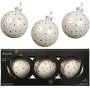 Bombki szklane 8 cm białe w czerwone kropki 3 szt. KAEMINGK 071564-1