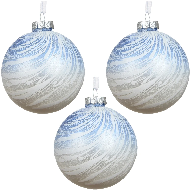 Bombki szklane 8 cm oszronione jasnoniebieskie 3 szt. KAEMINGK 071769-2