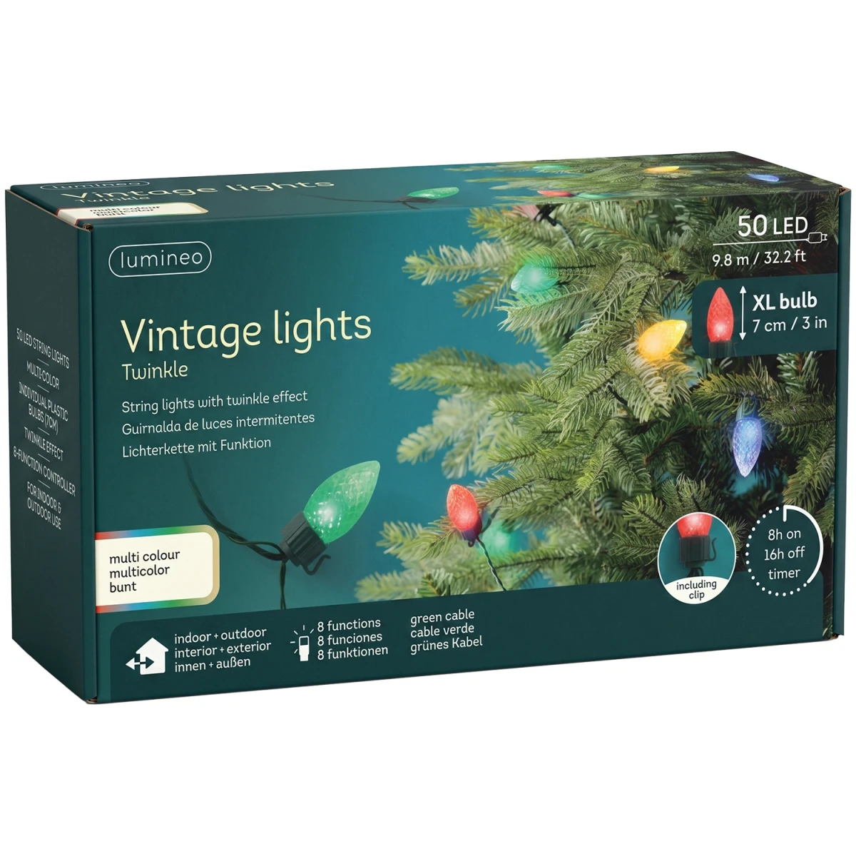 Lampki choinkowe LED vintage XL 50 LED 9,8 m wielokolorowe KAEMINGK 495652