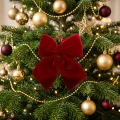 Bordowa kokarda świąteczna welurowa 18 x 23 cm KOK8216