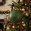 Zielona bombka choinkowa 14 cm z brokatem KAEMINGK 023998