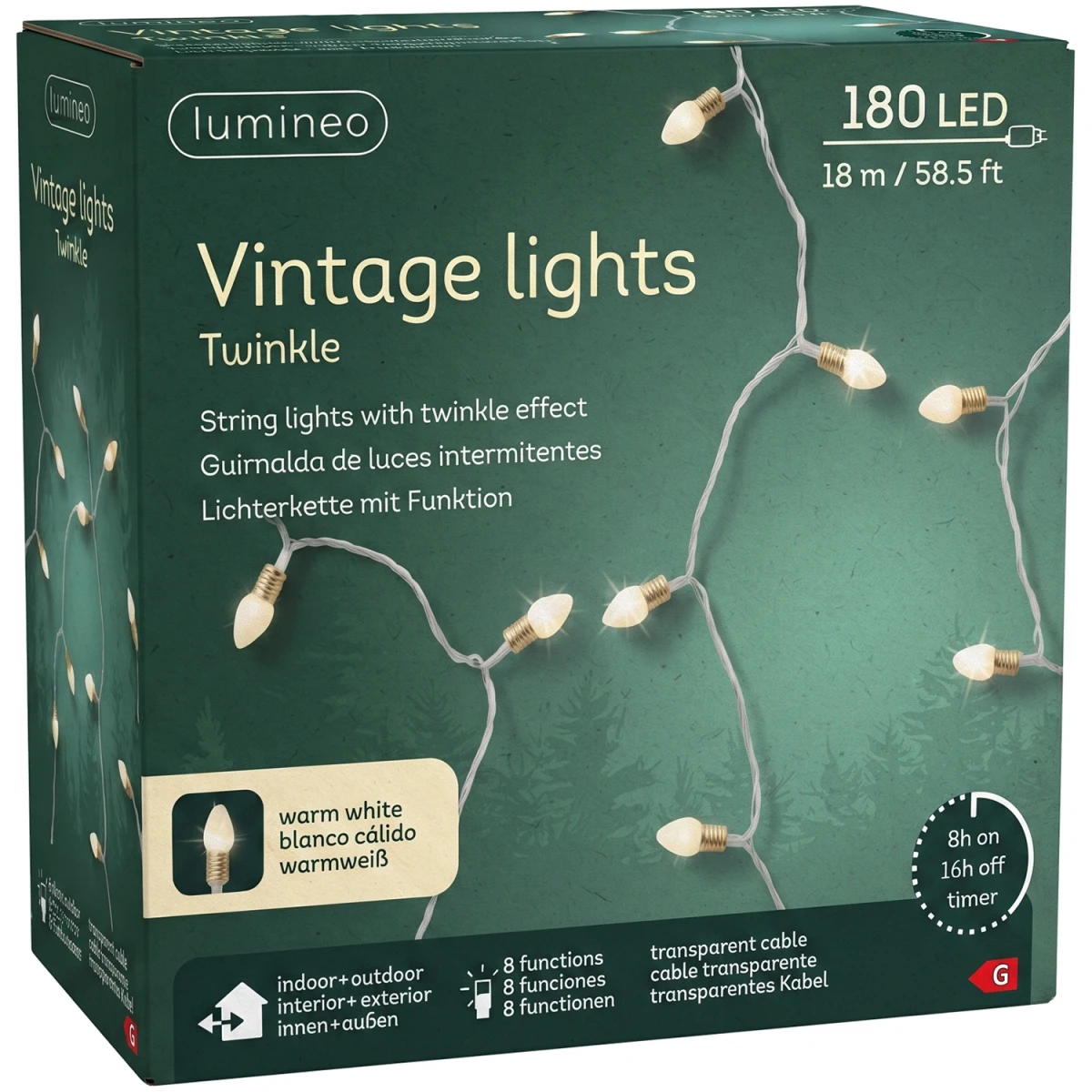 Lampki choinkowe LED 180 vintage ciepła biel 17,9 m KAEMINGK 48998