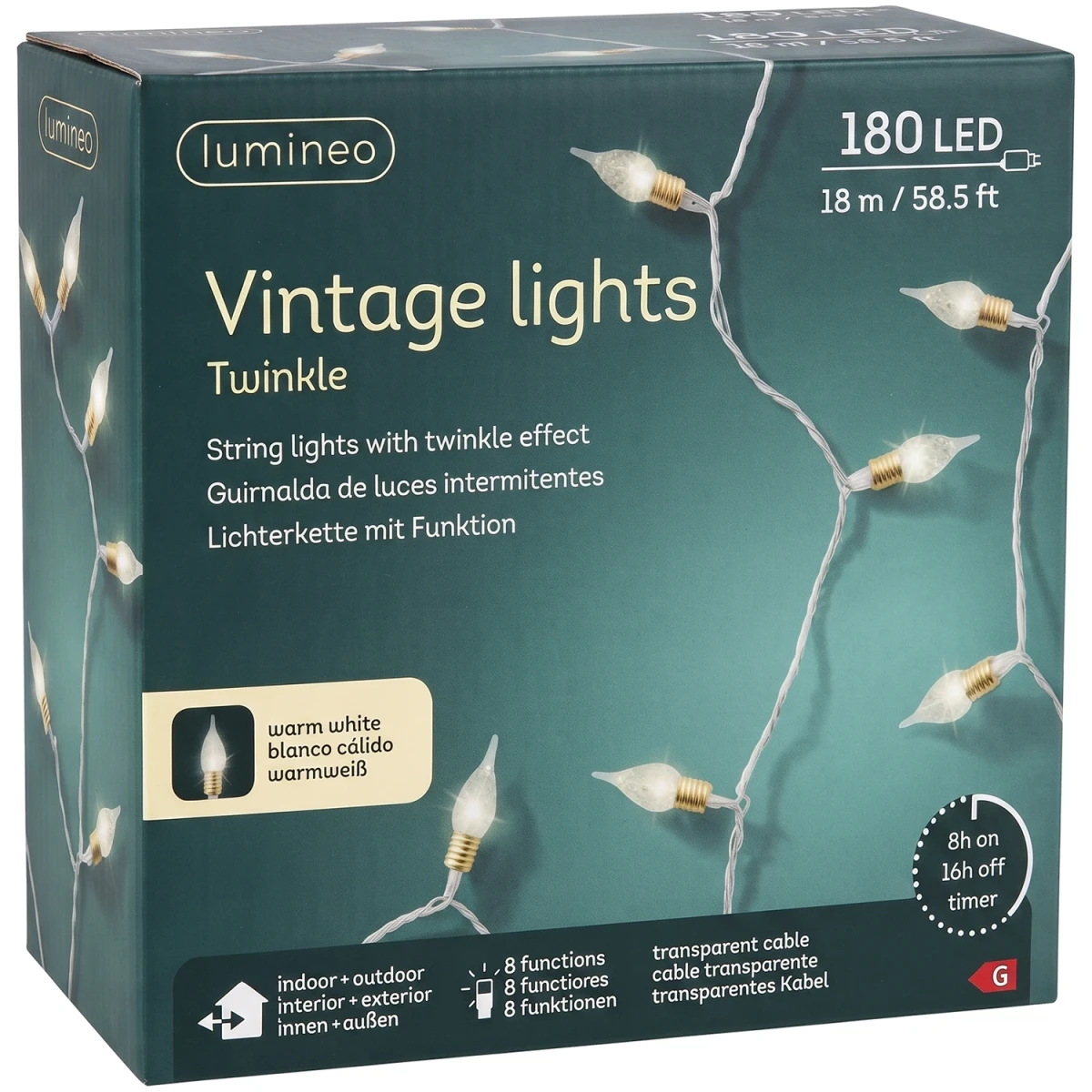 Lampki choinkowe świąteczne LED 17,9 m ciepła biel KAEMINGK 493277