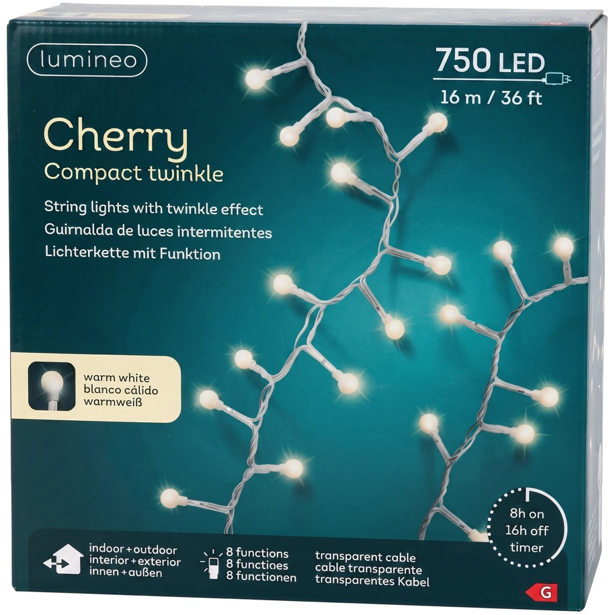Lampki choinkowe 750 LED 16 m ciepłe białe KAEMINGK 495034