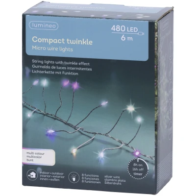 Lampki choinkowe micro 480 LED 6 m wielokolorowe IP44 KAEMINGK 496749