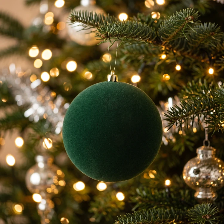 Bombka choinkowa welurowa 14 cm zielona KAEMINGK 02642
