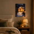 Obraz świąteczny LED 28x38 cm zimowy domek ciepła biel 6 LED KAEMINGK 481344-1