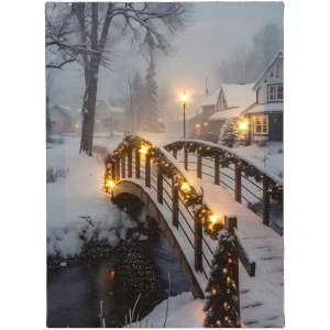Obraz świąteczny LED 28x38 cm ośnieżony mostek 6 LED KAEMINGK 481344-2