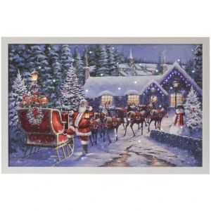 Obraz świąteczny LED 58x38 cm Mikołaj z saniami KAEMINGK 483614-1