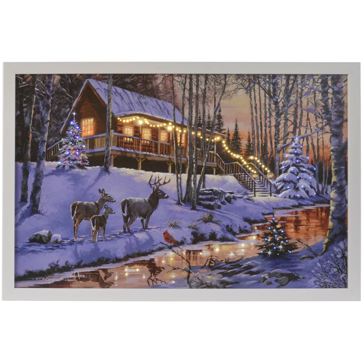 Obraz świąteczny LED 58x38 cm renifery zimą KAEMINGK 483614-2