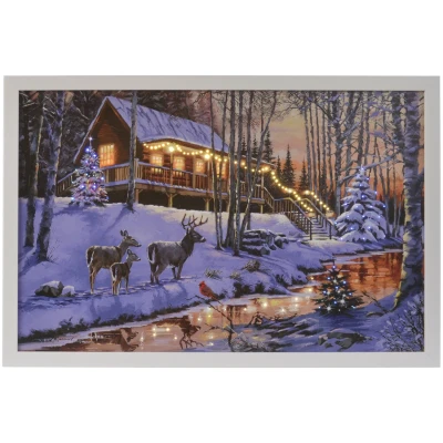 Obraz świąteczny LED 58x38 cm renifery zimą KAEMINGK 483614-2