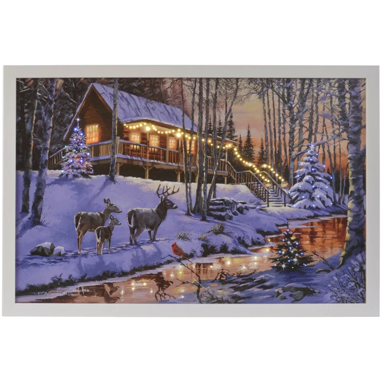 Obraz świąteczny LED 58x38 cm renifery zimą KAEMINGK 483614-2