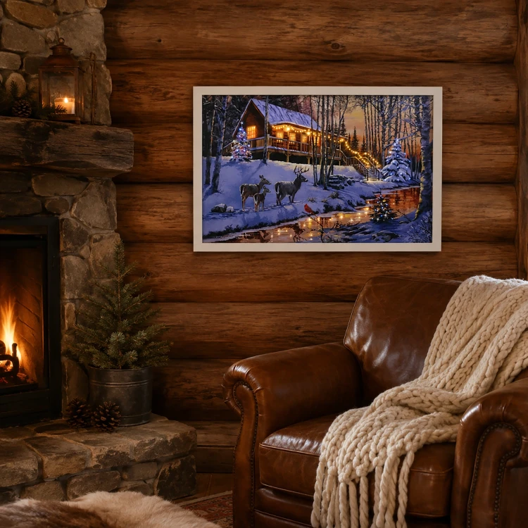 Obraz świąteczny LED 58x38 cm renifery zimą KAEMINGK 483614-2