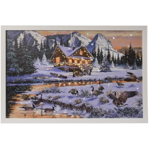 Obraz świąteczny LED 58x38 cm dzikie gęsi nad rzeką KAEMINGK 483614-3