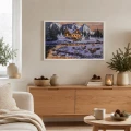 Obraz świąteczny LED 58x38 cm dzikie gęsi nad rzeką KAEMINGK 483614-3