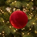 Bombki choinkowe czerwone welurowe 8 cm 9 szt. KAEMINGK 02641