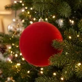 Bombki choinkowe czerwone welurowe 8 cm 9 szt. KAEMINGK 02641