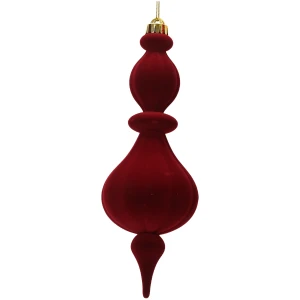 Bombka barokowa welurowa sopel bordowy 10x30 cm KAEMINGK 026377-2