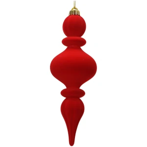 Bombka barokowa welurowa sopel czerwony 10x30 cm KAEMINGK 026377-3
