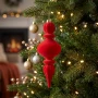 Bombka barokowa welurowa sopel czerwony 10x30 cm KAEMINGK 026377-