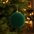 Bombki choinkowe welurowe ciemnozielone 6 cm 12 szt. w tubie