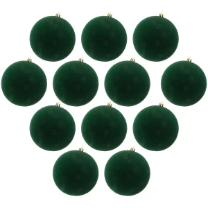 Bombki choinkowe welurowe ciemnozielone 6 cm 12 szt. KAEMINGK 026408