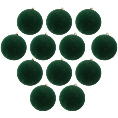 Bombki choinkowe welurowe ciemnozielone 6 cm 12 szt. w tubie
