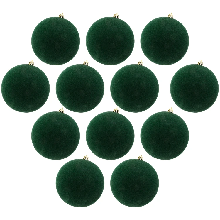 Bombki choinkowe welurowe ciemnozielone 6 cm 12 szt. w tubie
