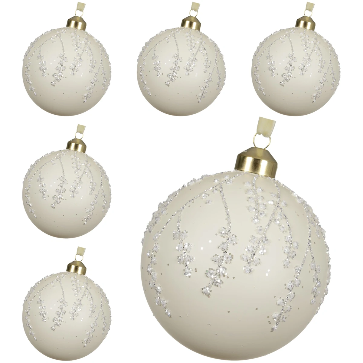 Bombki szklane 10 cm ciepłe białe 6 szt. KAEMINGK 071413-1KPL