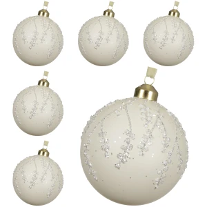 Bombki szklane 10 cm ciepłe białe 6 szt. KAEMINGK 071413-1KPL