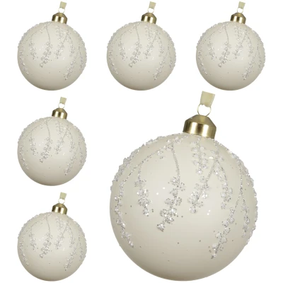 Bombki szklane 10 cm ciepłe białe 6 szt. KAEMINGK 071413-1KPL