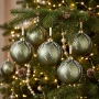 Bombki choinkowe szklane10 cm oliwkowe gałązki 6 szt. KAEMINGK 071413-2KPL