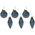 Bombki szklane granatowe 8 cm szyszka szron 6 szt. KAEMINGK 071639-1KPL