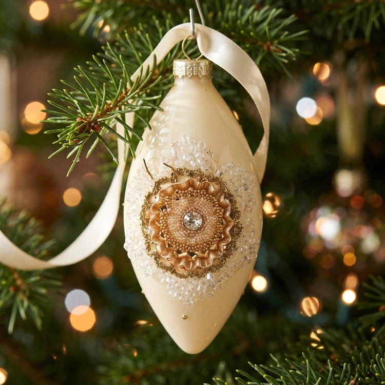 Bombki szklane sople reflektory ciepłe białe 8 cm 2szt KAEMINGK 071665