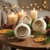 Bombki choinkowe szklane reflektory 8 cm białe KAEMINGK 071664