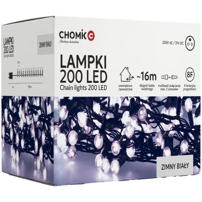 Lampki choinkowe Cherry Ball 200LED Zimny Biały 16M Timer LED997