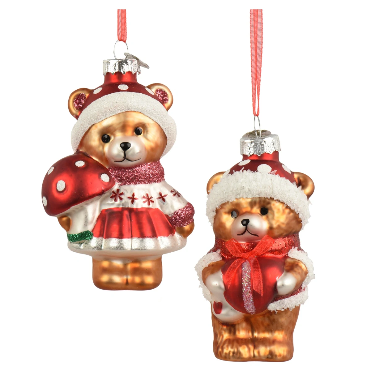 Misie szklane zawieszki choinkowe 9,3 cm 2 szt. KAEMINGK 123875KPL