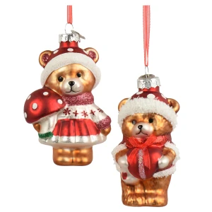 Misie szklane zawieszki choinkowe 9,3 cm 2 szt. KAEMINGK 123875KPL