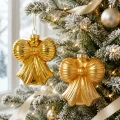 Zawieszki szklane kokardki 10 cm 6 szt. złota KAEMINGK 123962KPL