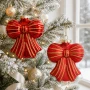 Bombki szklane kokardy 10 cm czerwone 6 szt. KAEMINGK 123964KPL
