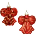 Bombki szklane kokardy 10 cm czerwone 6 szt. KAEMINGK 123964KPL