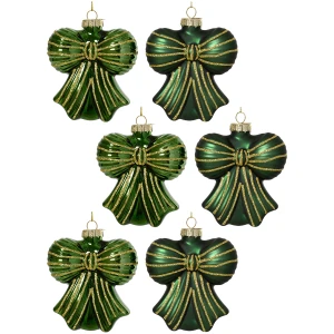Bombki szklane kokardy zielone 10 cm 6 szt. KAEMINGK 123969KPL