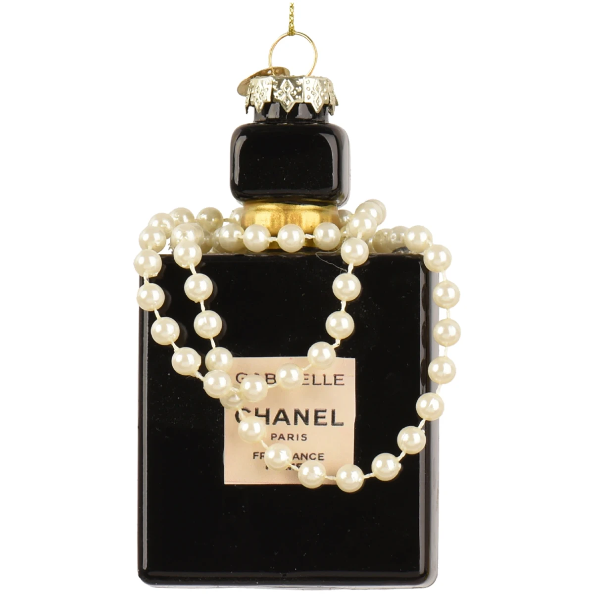 Szklana zawieszka perfumy 10,5 cm czarna z perłami KAEMINGK 123848-1