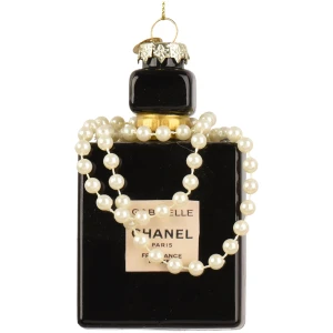 Szklana zawieszka perfumy 10,5 cm czarna z perłami KAEMINGK 123848-1