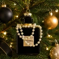 Szklana zawieszka perfumy 10,5 cm czarna z perłami KAEMINGK 123848-1
