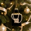 Szklana zawieszka perfumy 10,5 cm czarna z perłami KAEMINGK 123848-1