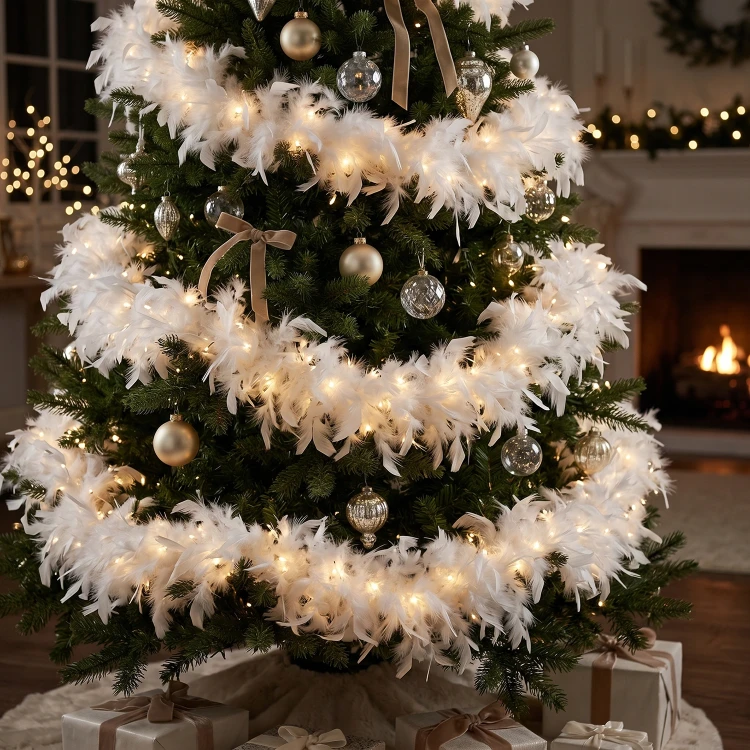 Łańcuch choinkowy z piór biały 184 cm KAEMINGK 448737